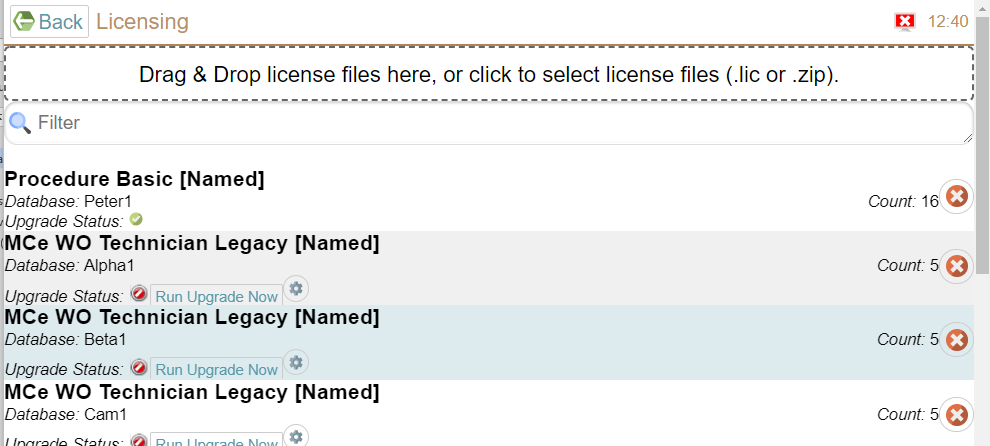 Licensing Page with Licenses